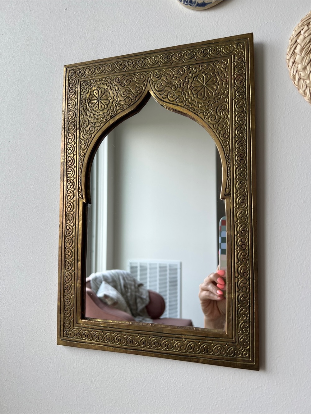 Moroccan Brass Accent Mirror Decor - Picture 4 of 14